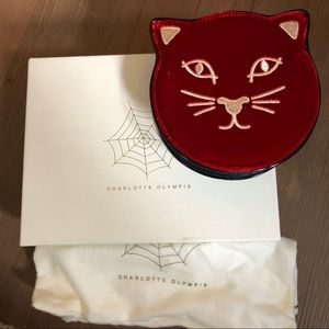 Charlotte Olympia red velvet car crossbody